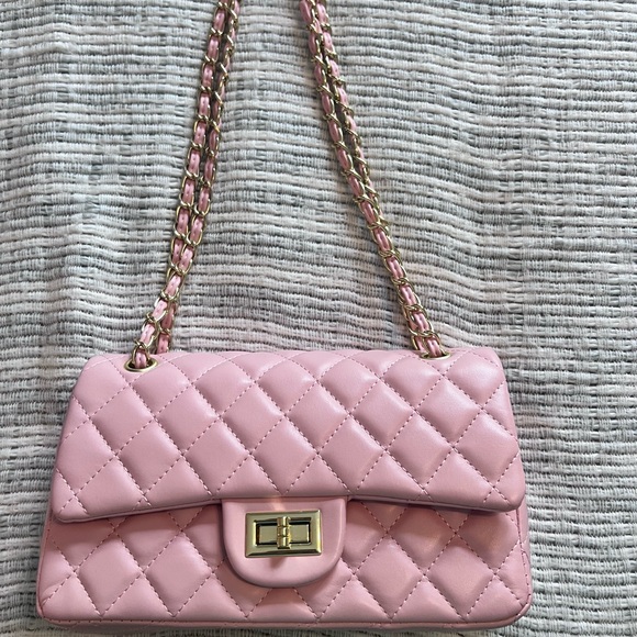 Pink Quilted Chain Shoulder Bag